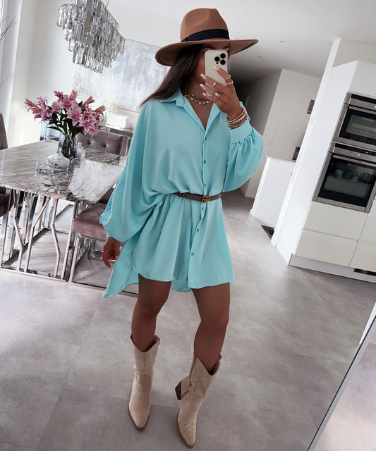 Blouse Turquoise Taille Libre pour Femmes