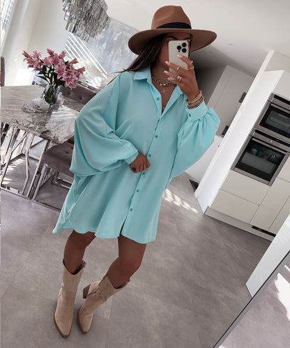 Blouse Turquoise Taille Libre pour Femmes