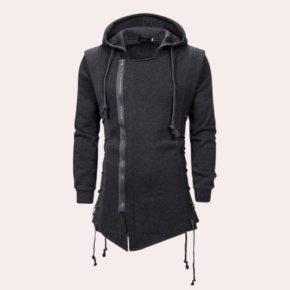 Veste à Fermeture Latérale Ajustée avec Capuche pour Homme