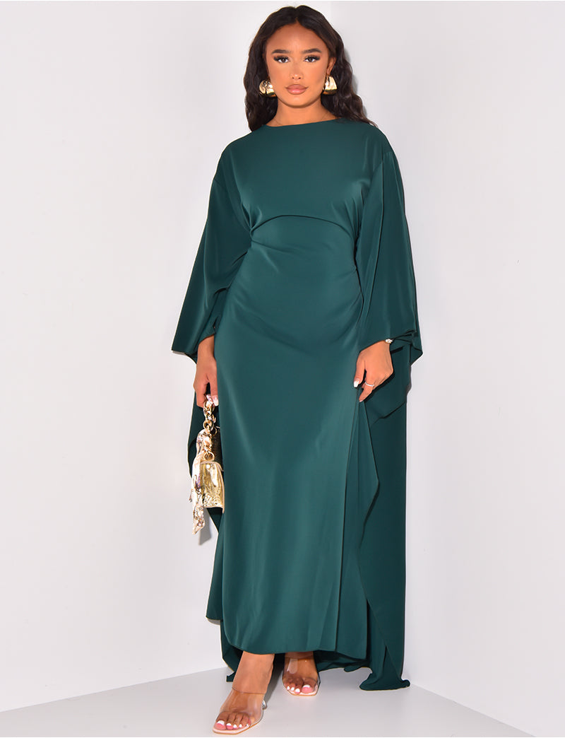 Robe Maxi Élégante à Cape Flottante pour Femmes