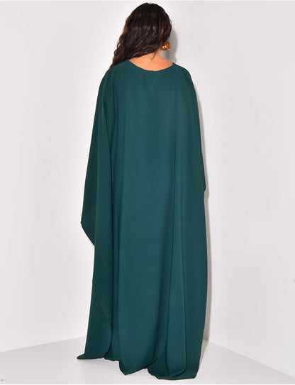 Robe Maxi Élégante à Cape Flottante pour Femmes