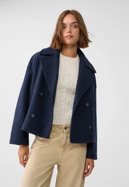 Manteau Femme Court et Elégant à Revers Pointus