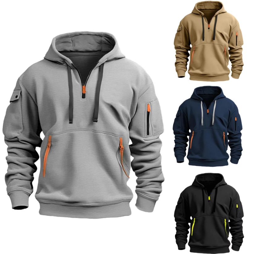 Sweat à Capuche Demi zip Moderne et Elégant pour Hommes