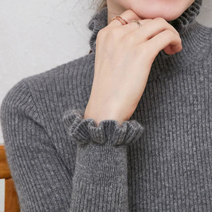 Pull doux en tricot à col roulé pour femmes