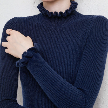 Pull doux en tricot à col roulé pour femmes