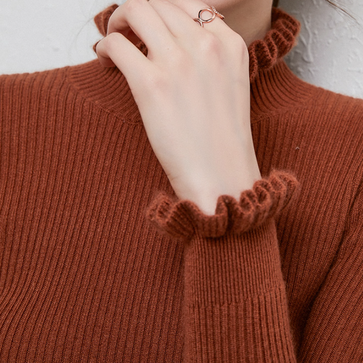 Pull doux en tricot à col roulé pour femmes