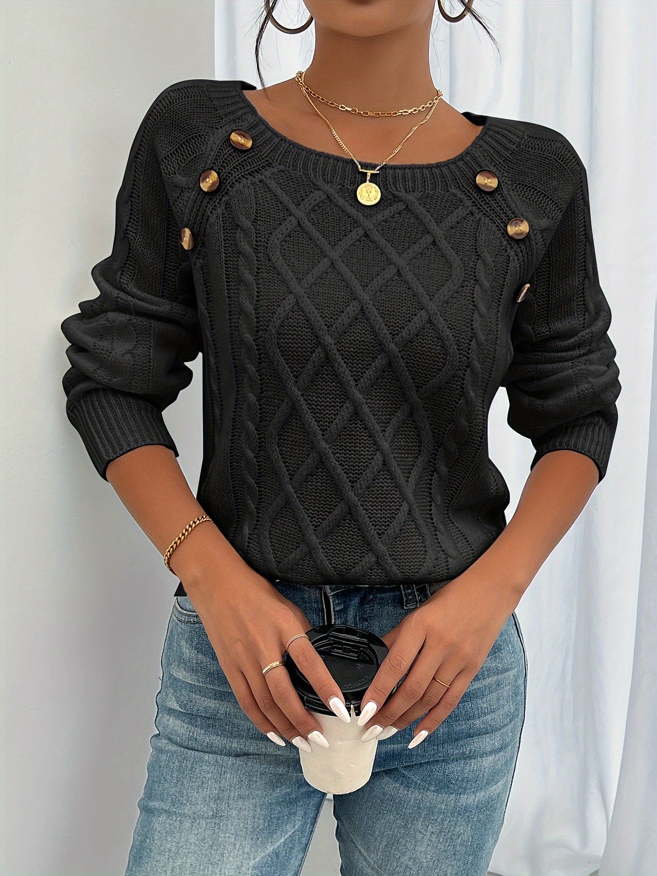 Pull Boutonné Élégant Tricot Doux pour Femmes