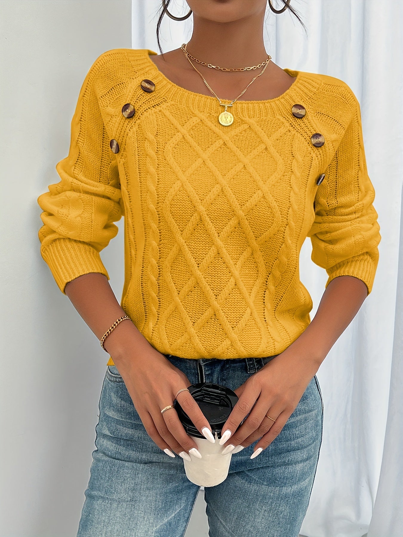 Pull Boutonné Élégant Tricot Doux pour Femmes