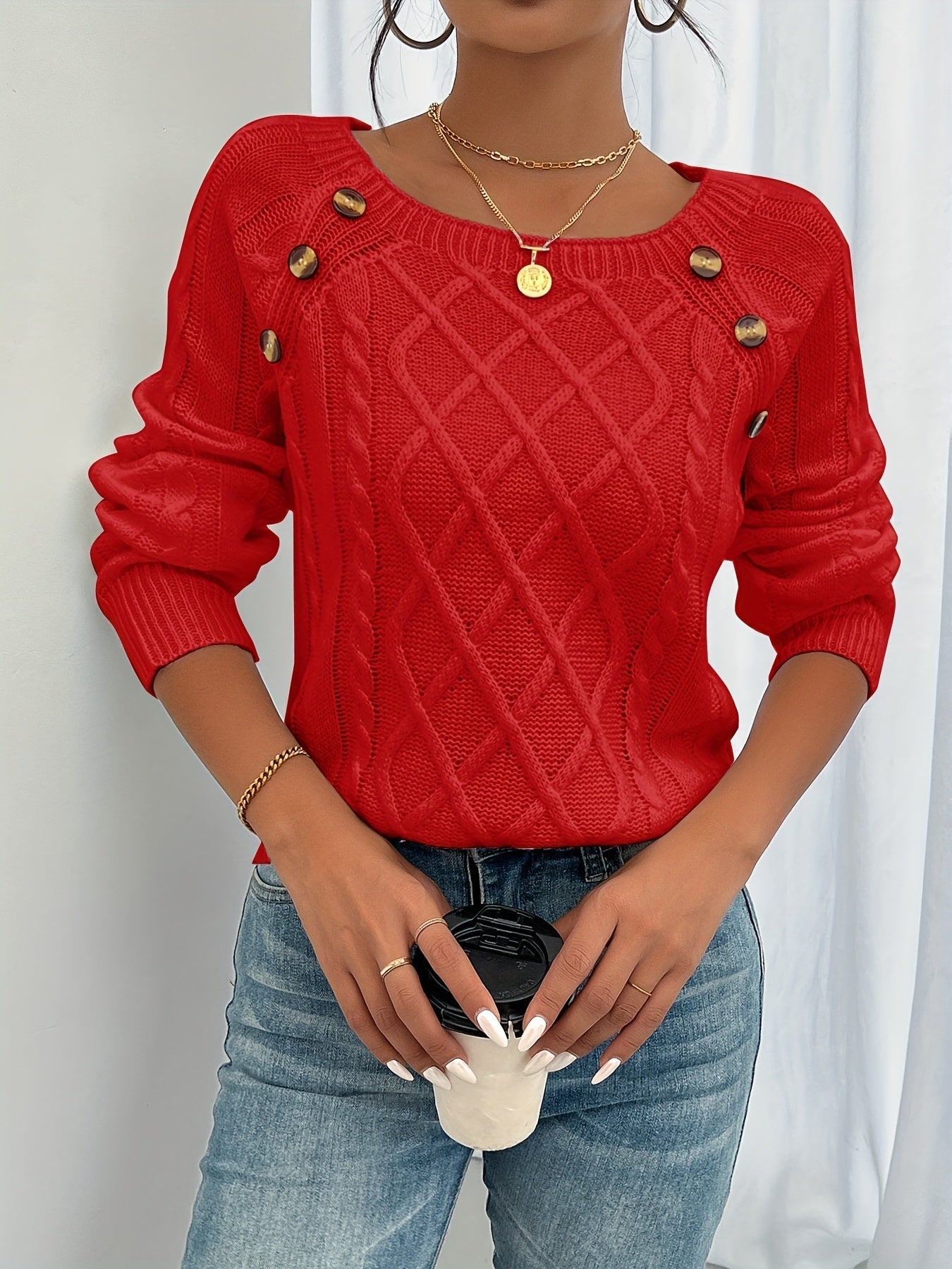 Pull Boutonné Élégant Tricot Doux pour Femmes