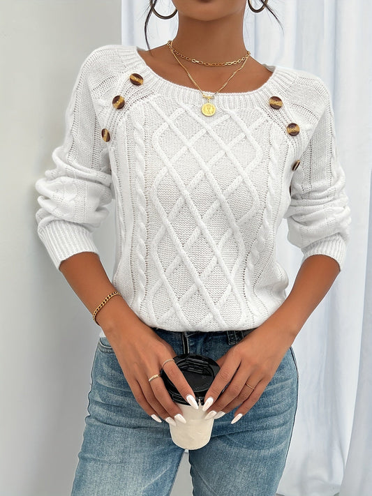 Pull Boutonné Élégant Tricot Doux pour Femmes