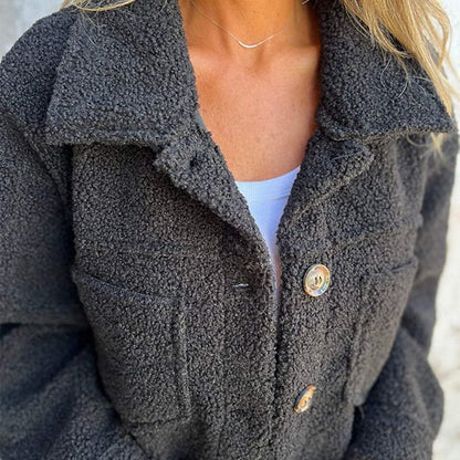 Veste Boutonnée en Laine Douce pour Femme