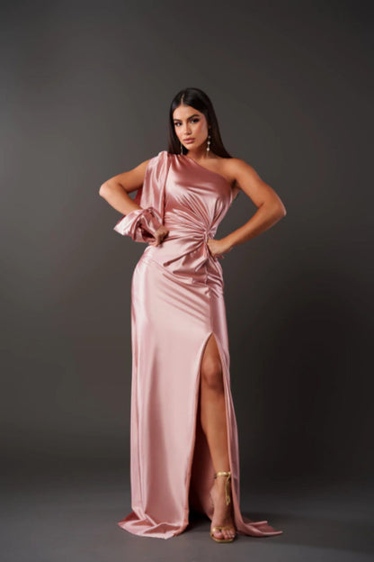 Robe de Soirée Éclatante Asymétrique Fendue Femme