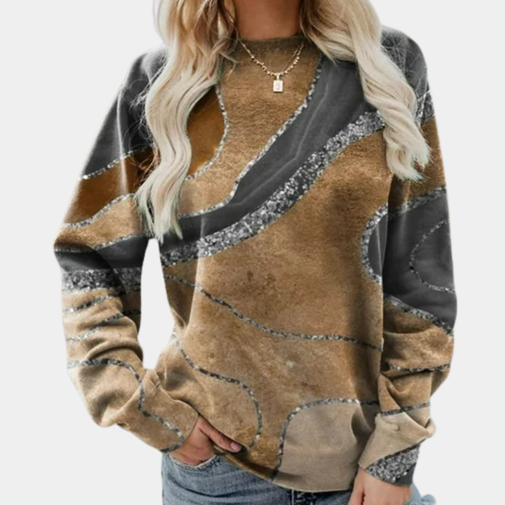 Pull Femme Élégant Col Rond Pailleté