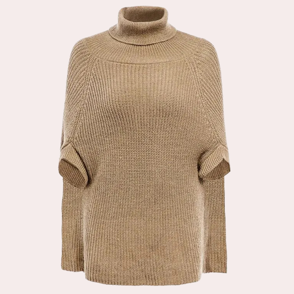 Robe Cape en Tricot Sophistiquée à Col Montant pour Femme