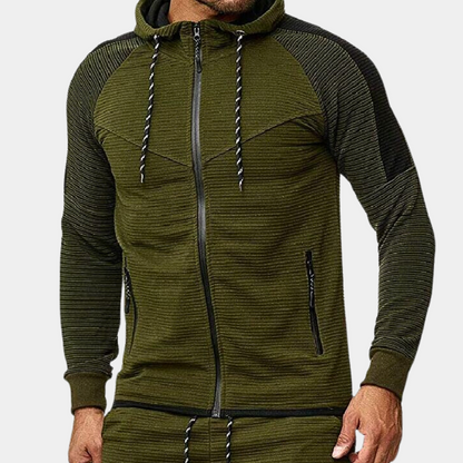 Cardigan à Capuche Zippé Ajusté Moderne pour Homme