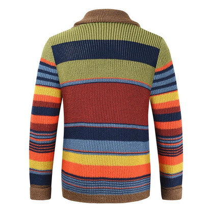 Cardigan à Col Revers Colorblock pour Homme