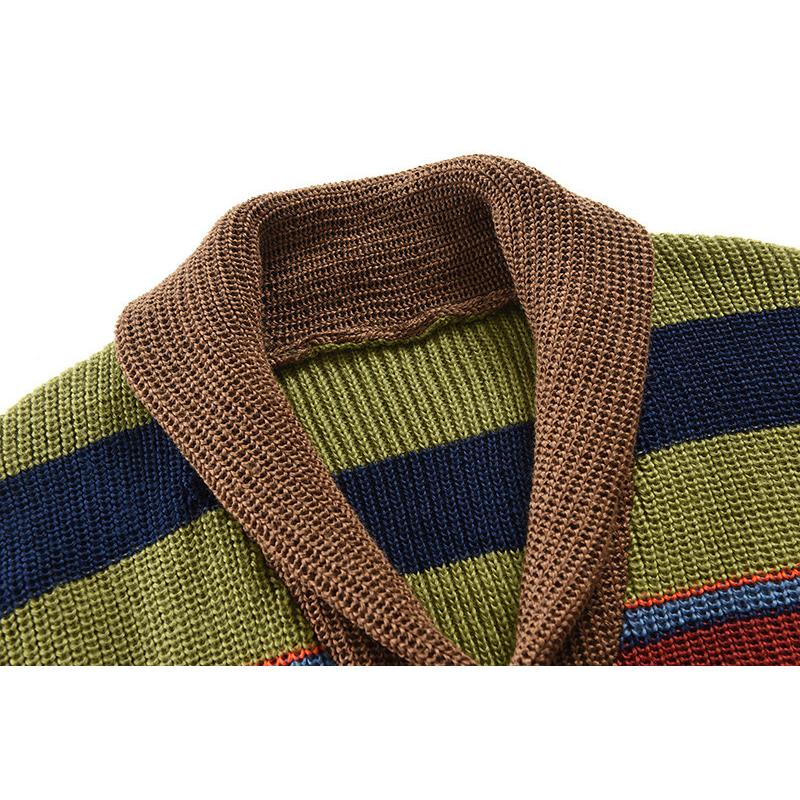 Cardigan à Col Revers Colorblock pour Homme