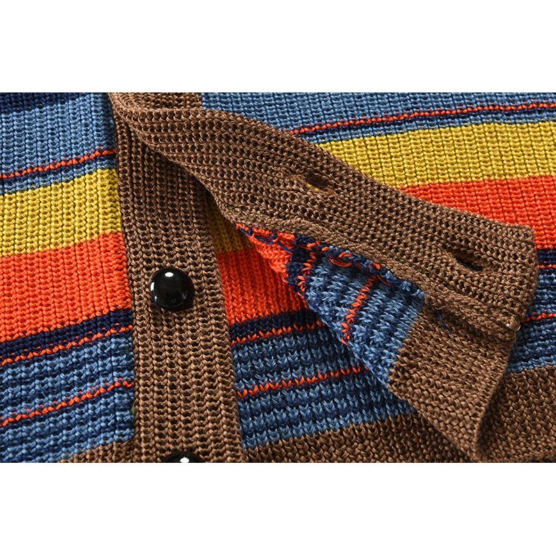 Cardigan à Col Revers Colorblock pour Homme