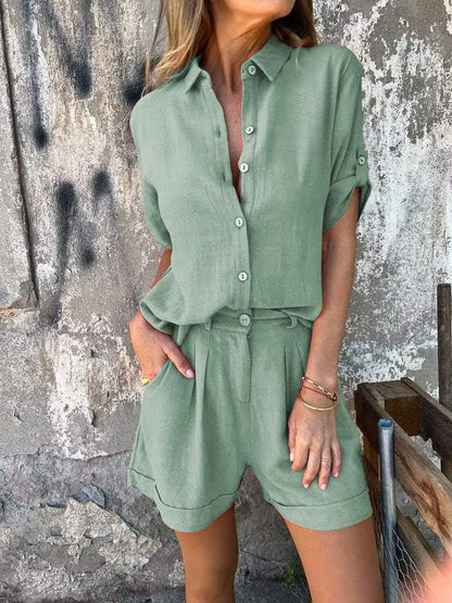 Ensemble Blouse et Short en Lin pour Femmes