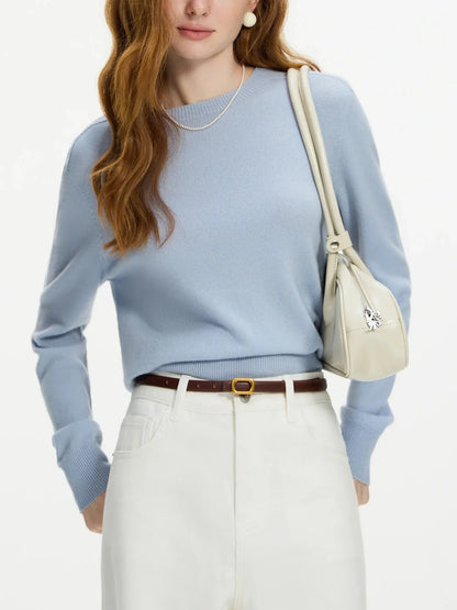 Confortable pull-over 100% laine avec col rond sans couture