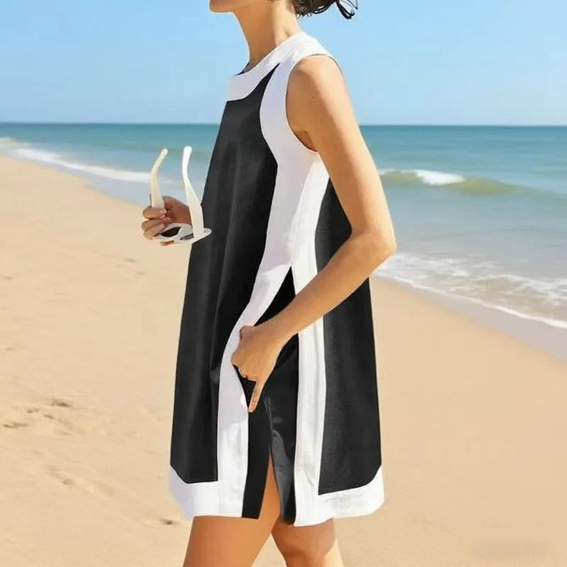 Ensemble détente deux pièces sans manches avec short colorblock