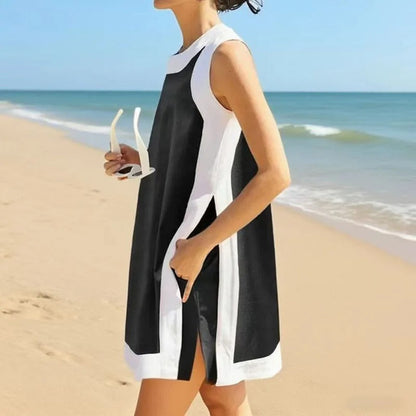 Ensemble détente deux pièces sans manches avec short colorblock