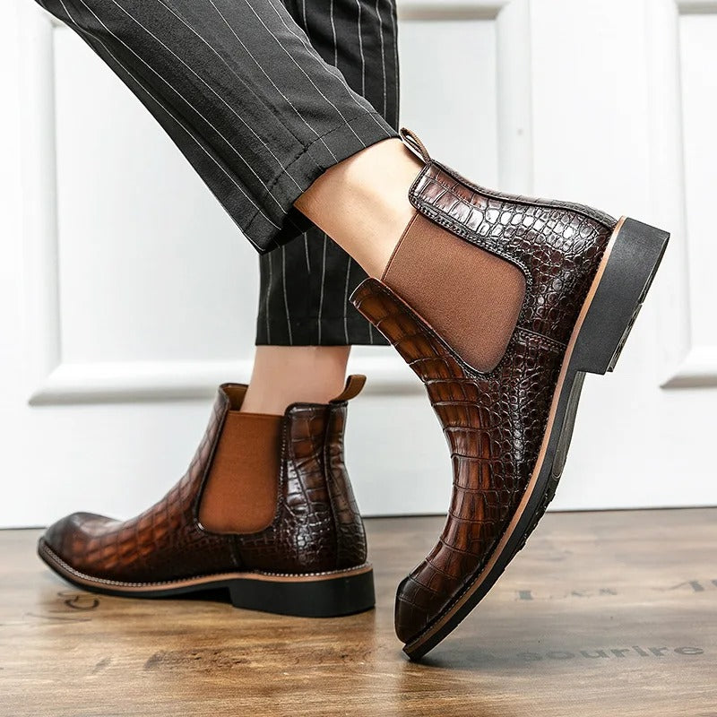 Bottes Chelsea en cuir structuré pour hommes