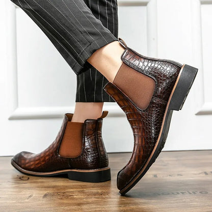 Bottes Chelsea en cuir structuré pour hommes