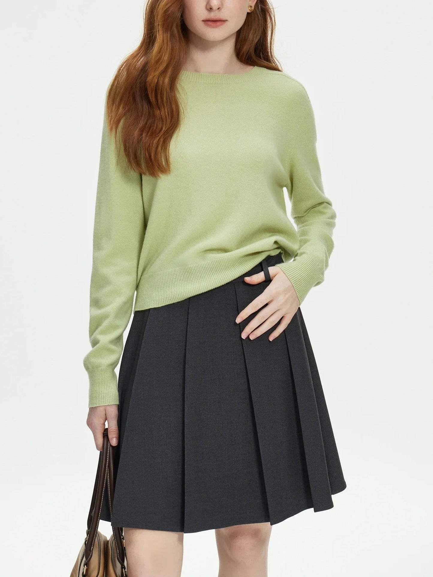 Confortable pull-over 100% laine avec col rond sans couture