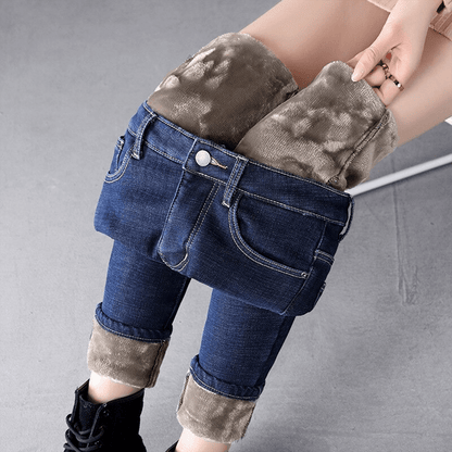 Jeans Doublés en Fleece Douillette pour Femmes