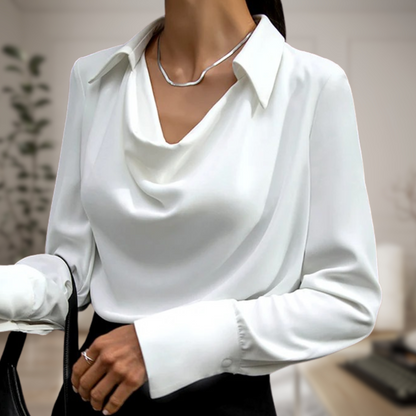 Blouse Sophistiquée en Satin à Col Drapé pour Femme