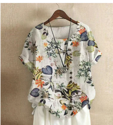 Chemisier Imprimée Florale À Col Rond Pour Femmes