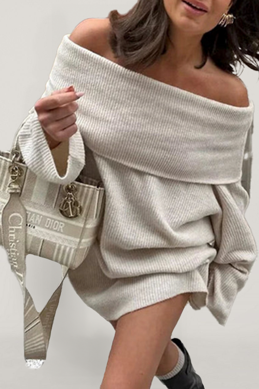 Pull douillet en tricot chaud à épaules nues femmes