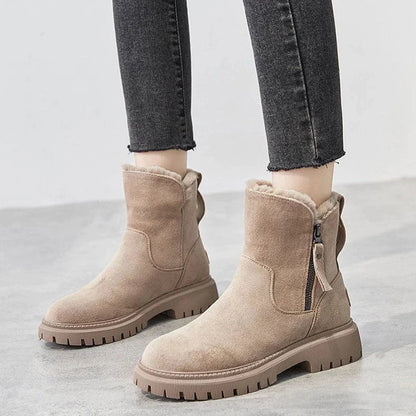 Bottes chevilles chics effet daim avec doublure en fourrure confortable