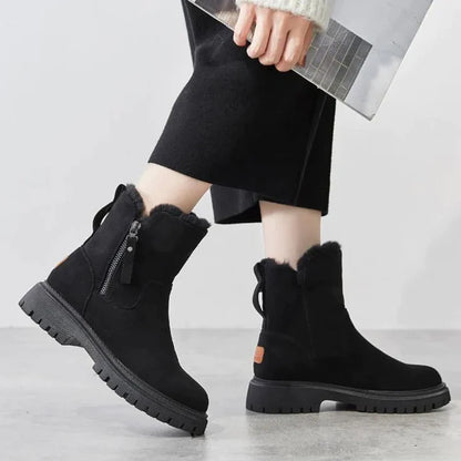 Bottes chevilles chics effet daim avec doublure en fourrure confortable