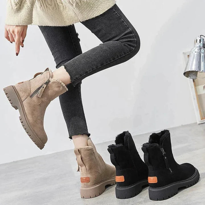 Bottes chevilles chics effet daim avec doublure en fourrure confortable