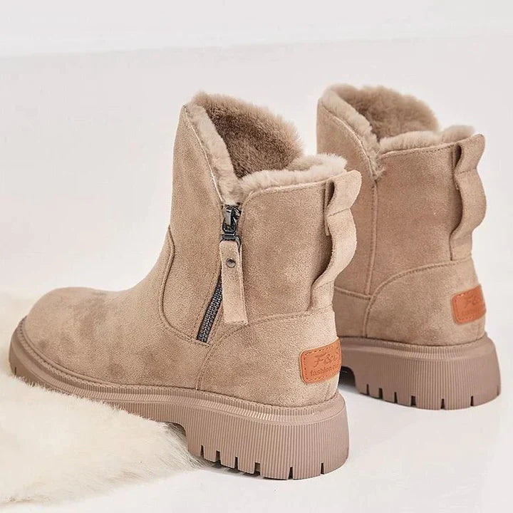 Bottes chevilles chics effet daim avec doublure en fourrure confortable