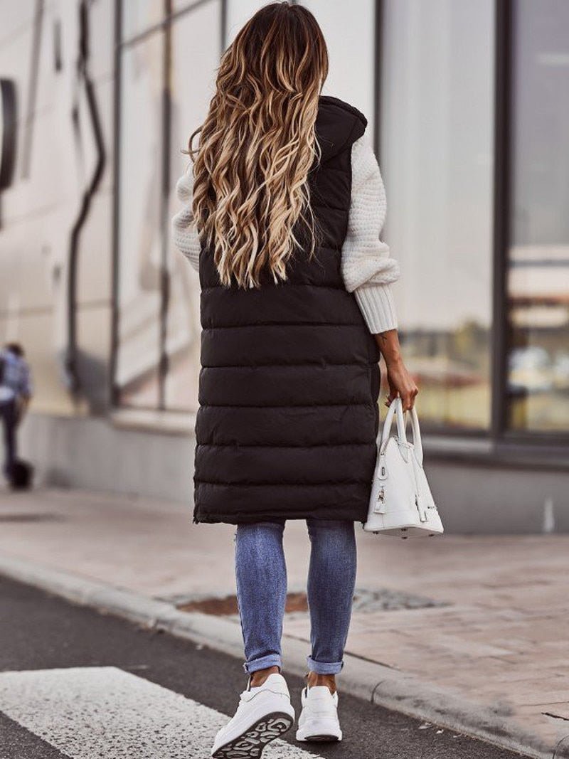 Veste à capuche mi longue matelassée unique femmes