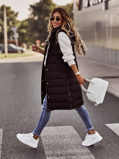 Veste à capuche mi longue matelassée unique femmes