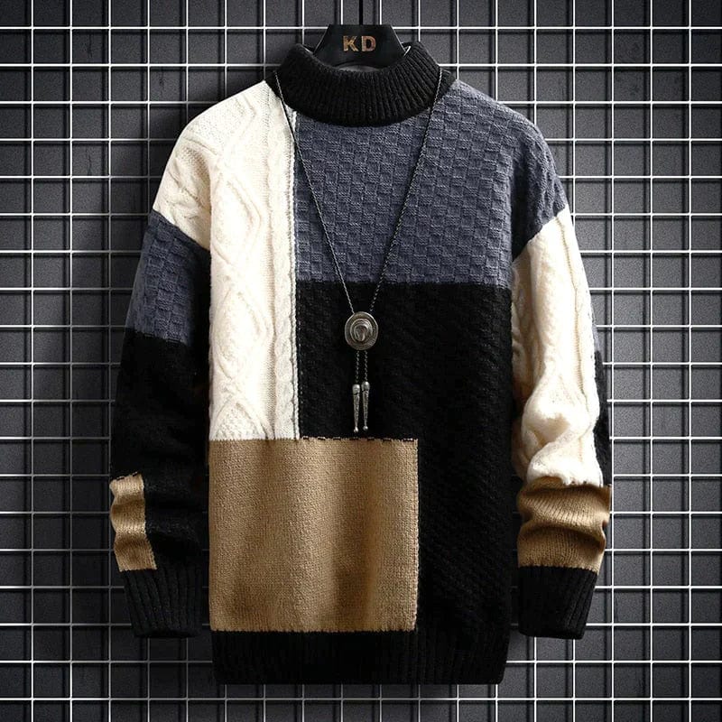 Pull Épais Coloré à Col Rond pour Homme