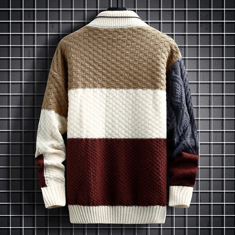 Pull Épais Coloré à Col Rond pour Homme