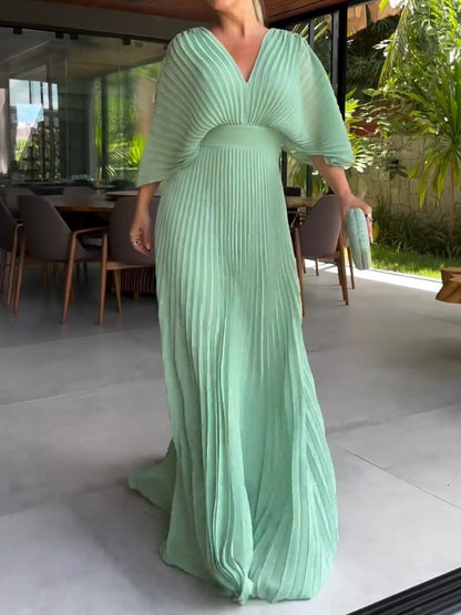 Robe côtelée flottante Femme avec décolleté en V