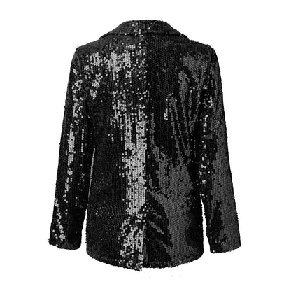 Manteau Blazer Festif Long Brillant Élégant Femmes