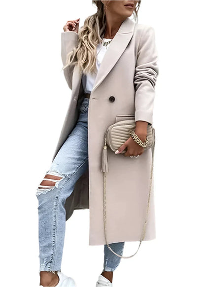 Manteau Long Classique en Laine Chaud Femmes