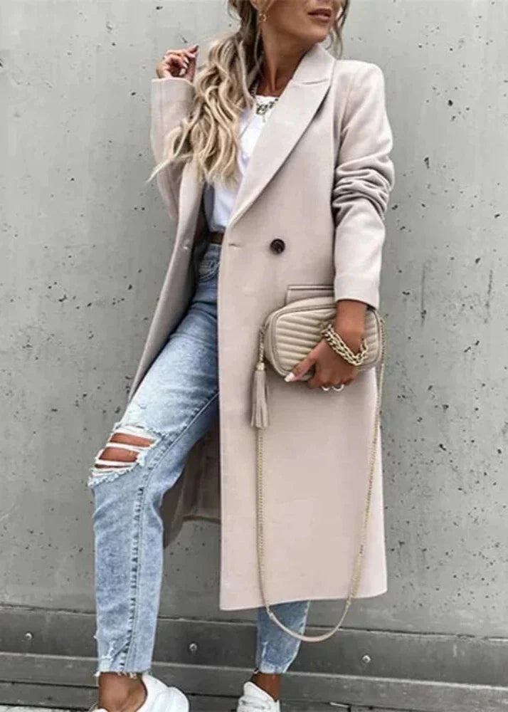 Manteau Long Classique en Laine Chaud Femmes