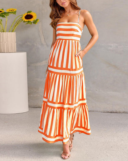 Robe midi décontractée à rayures