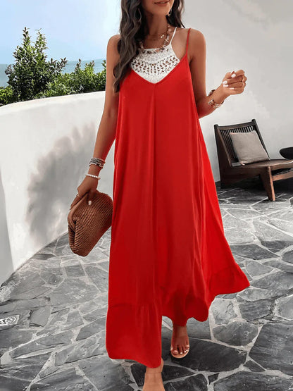 Femme Robe Maxi Élégante avec Poches Pratiques