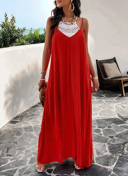 Femme Robe Maxi Élégante avec Poches Pratiques