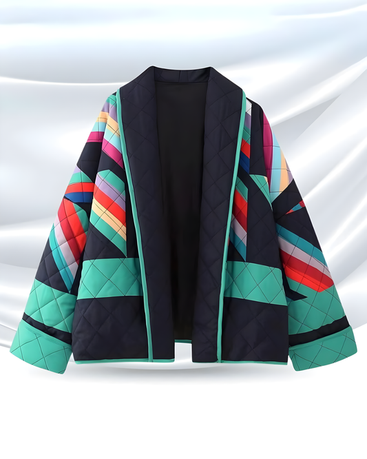 Veste Vintage Multicolore Oversize pour Femmes