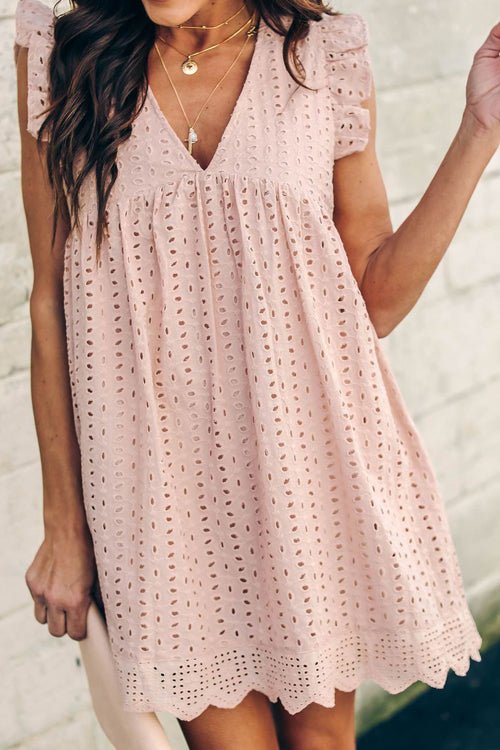 Romantisches Sommerkleid mit Lochstickerei und Volantärmeln - Livezo